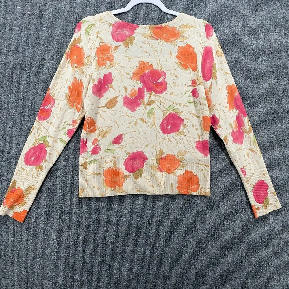Belford Sweater Petite PL Floral Silk Blend Square Neck Fairy Cottagecore Boho‎